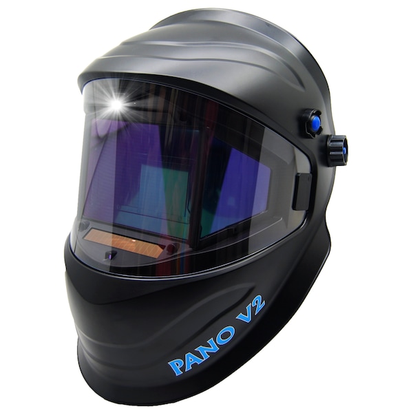 Blue Demon TRUE VIEW PANO V2 WELDING HOOD, 180 DEG FOV, 1/1/1/1, FULL COLOR, BLK, LED LIGHT BDWH-TRUEVIEW-PANOV2 - main